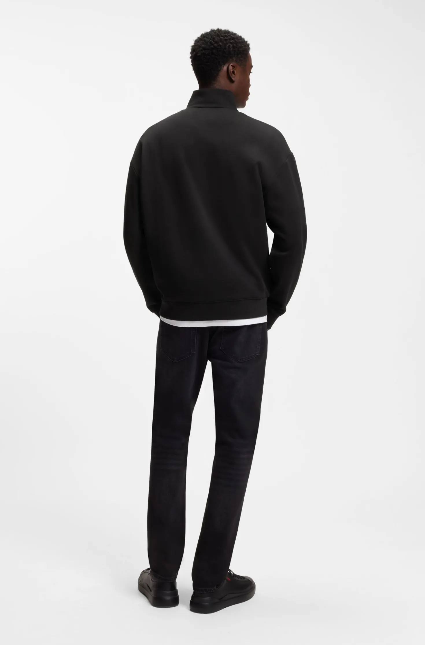 Relaxed-fit cotton sweatshirt with zip neck
