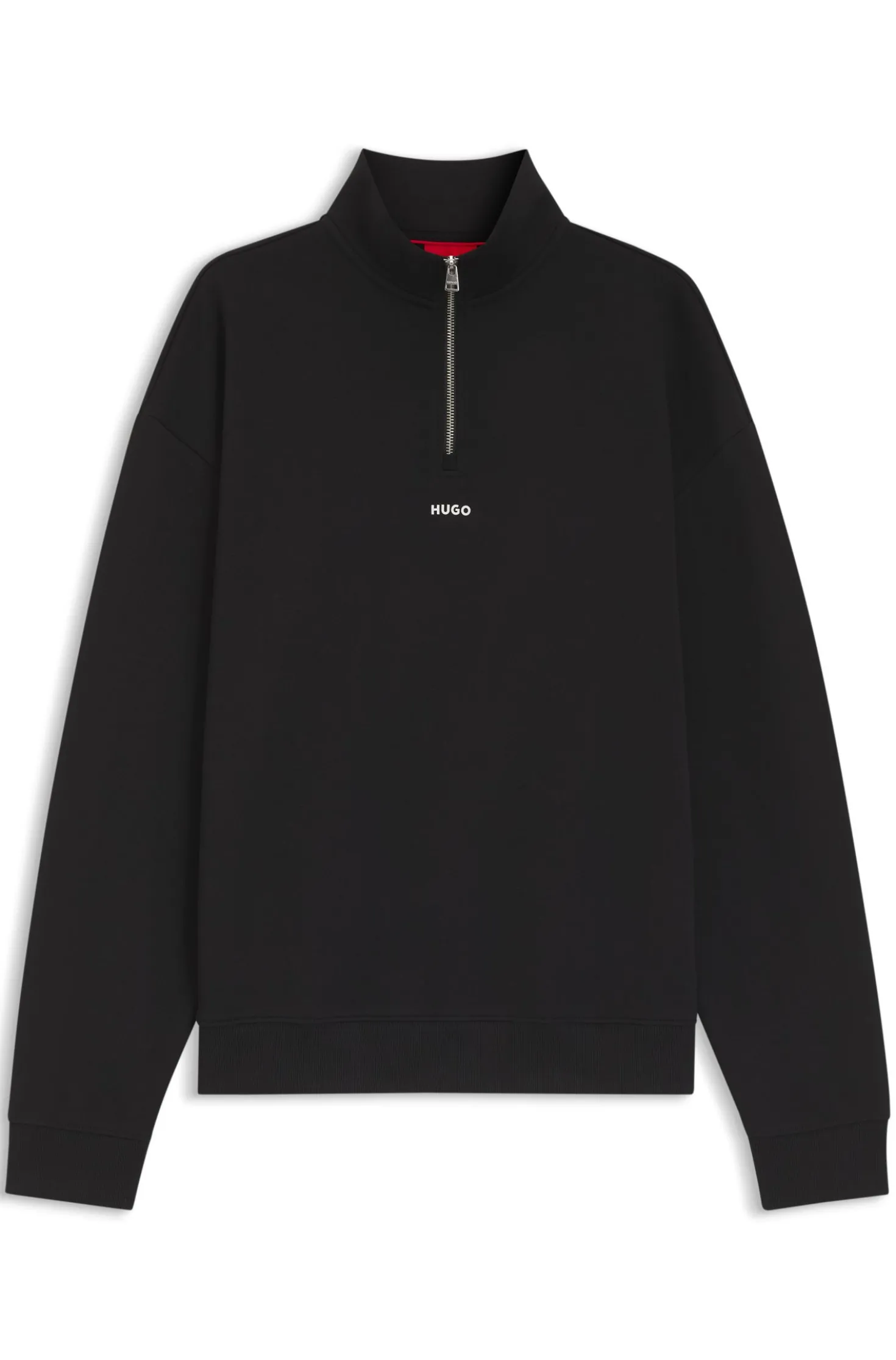 Relaxed-fit cotton sweatshirt with zip neck
