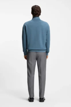 Relaxed-fit cotton sweatshirt with zip neck
