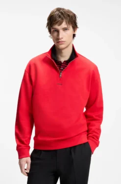 Relaxed-fit cotton sweatshirt with zip neck