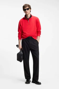 Relaxed-fit cotton sweatshirt with zip neck