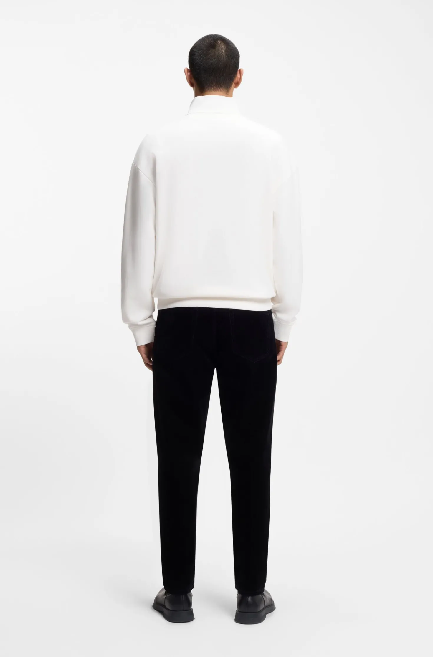 Relaxed-fit cotton sweatshirt with zip neck
