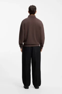Relaxed-fit cotton sweatshirt with zip neck