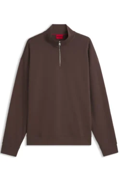 Relaxed-fit cotton sweatshirt with zip neck