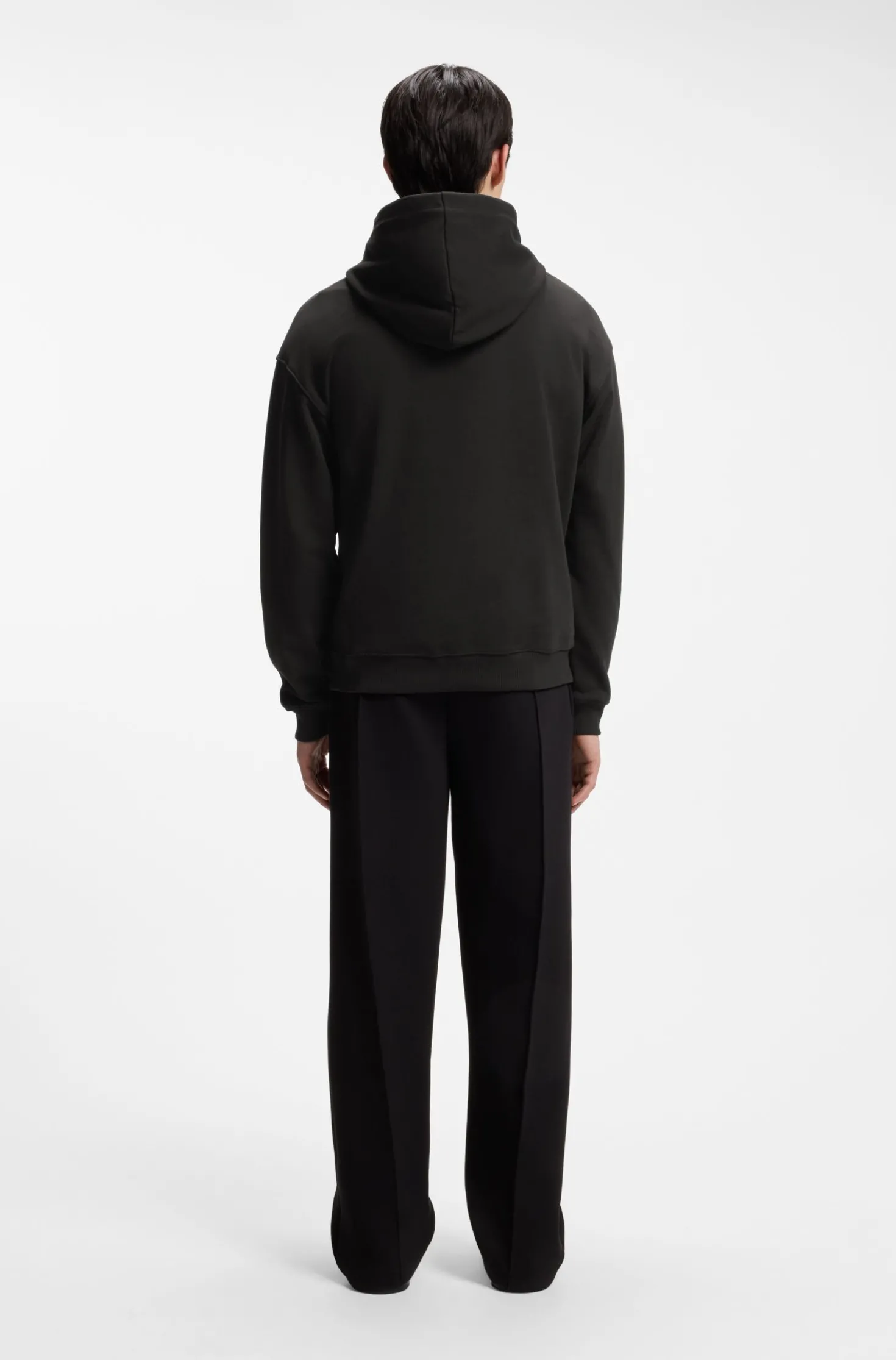 Relaxed-fit hoodie in cotton terry with rose logo