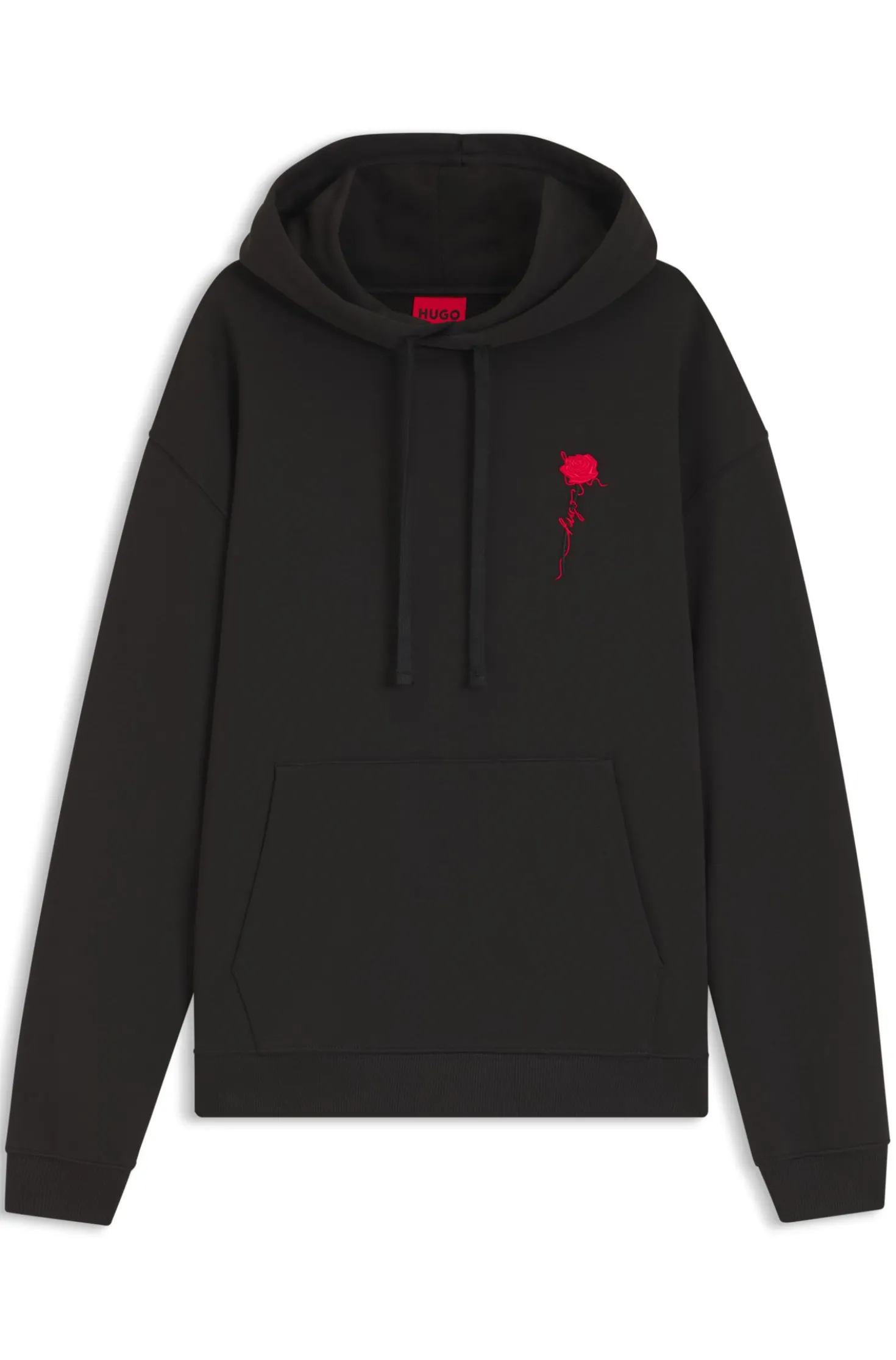 Relaxed-fit hoodie in cotton terry with rose logo