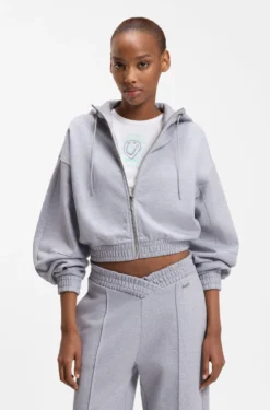 Relaxed-fit hoodie in cotton terry with barrel sleeves