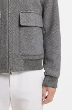 Relaxed-fit jacket in a herringbone-patterned alpaca blend