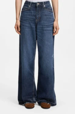 Relaxed-fit jeans in blue rigid denim