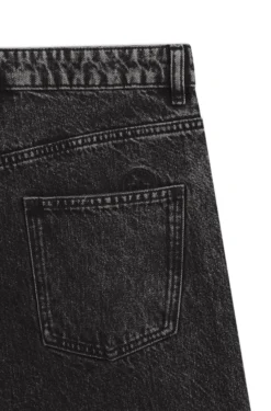 Relaxed-fit jeans in distressed black rigid denim