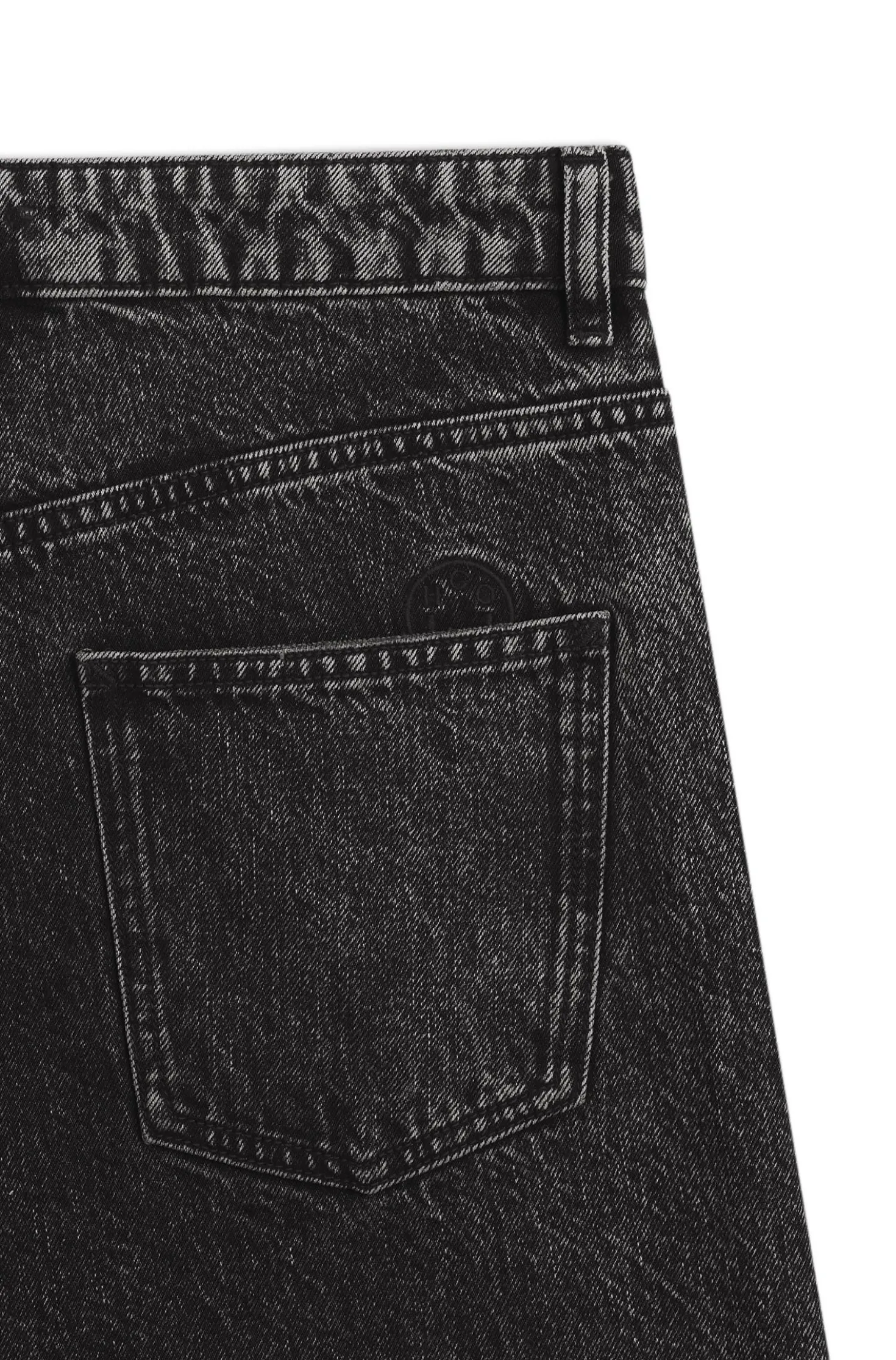 Relaxed-fit jeans in distressed black rigid denim