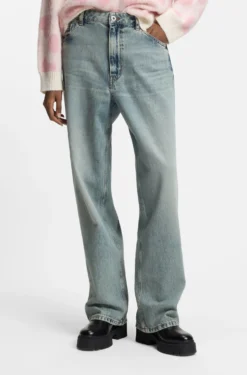 Relaxed-fit jeans in ocean-blue rigid denim