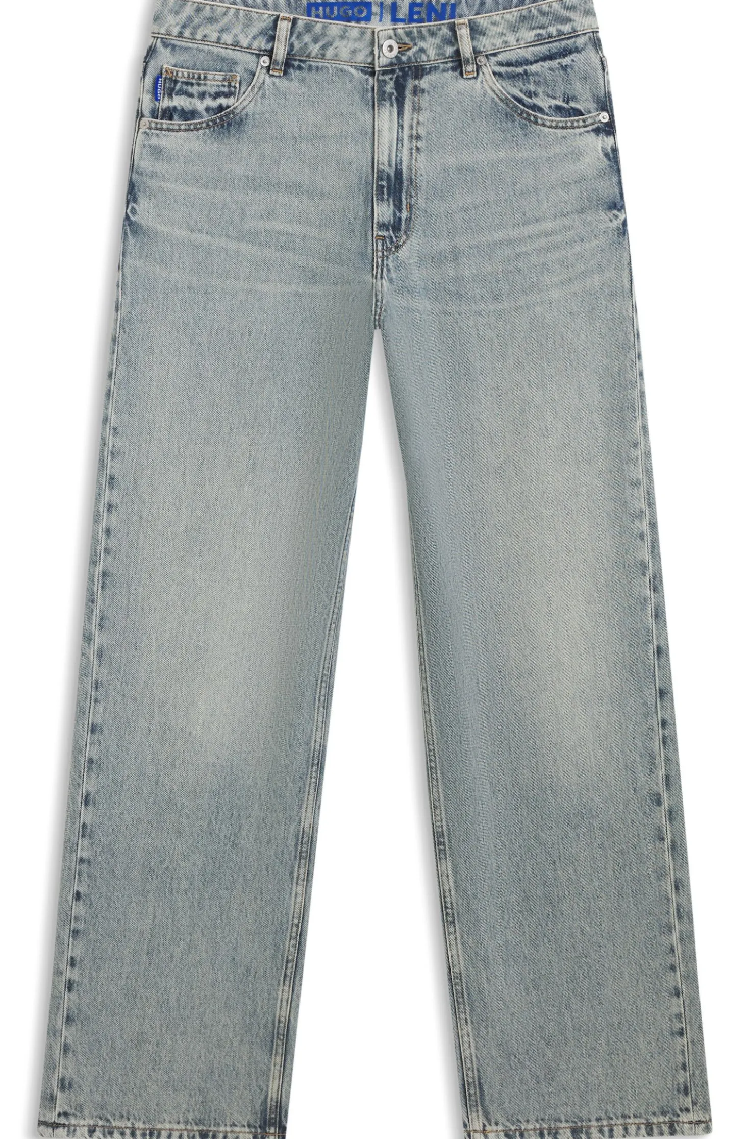 Relaxed-fit jeans in ocean-blue rigid denim