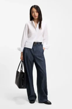Relaxed-fit jeans in textured open-weave denim