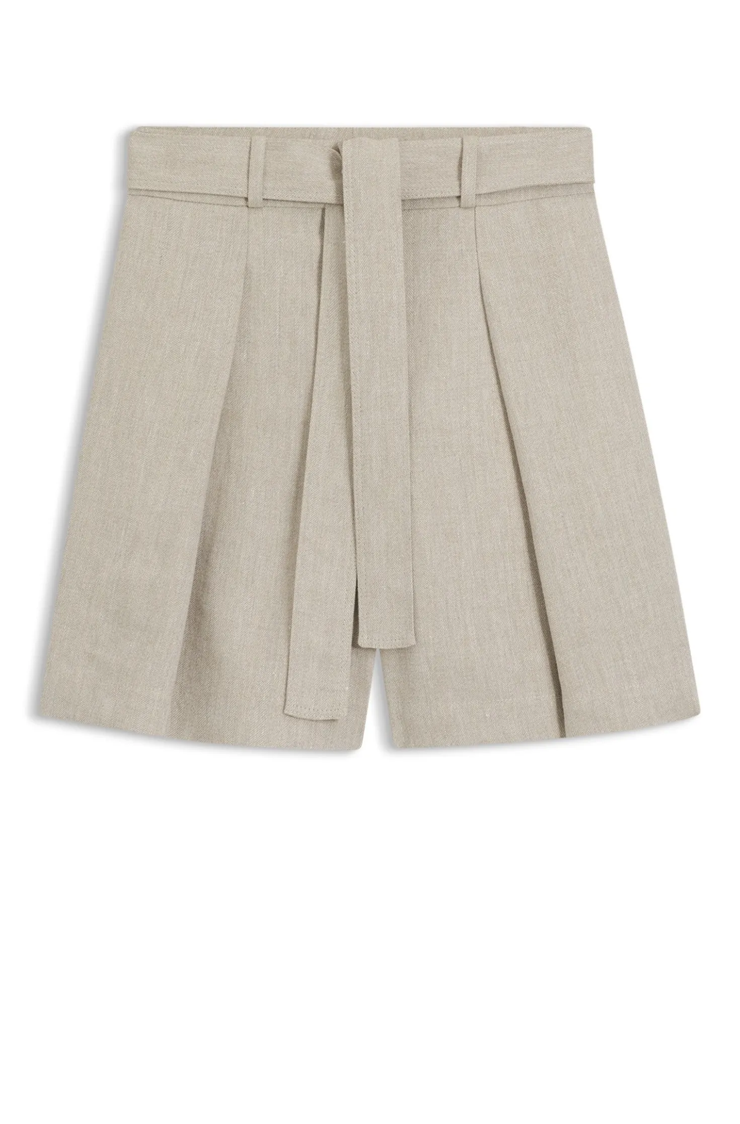 Relaxed-fit linen-blend culottes with herringbone weave