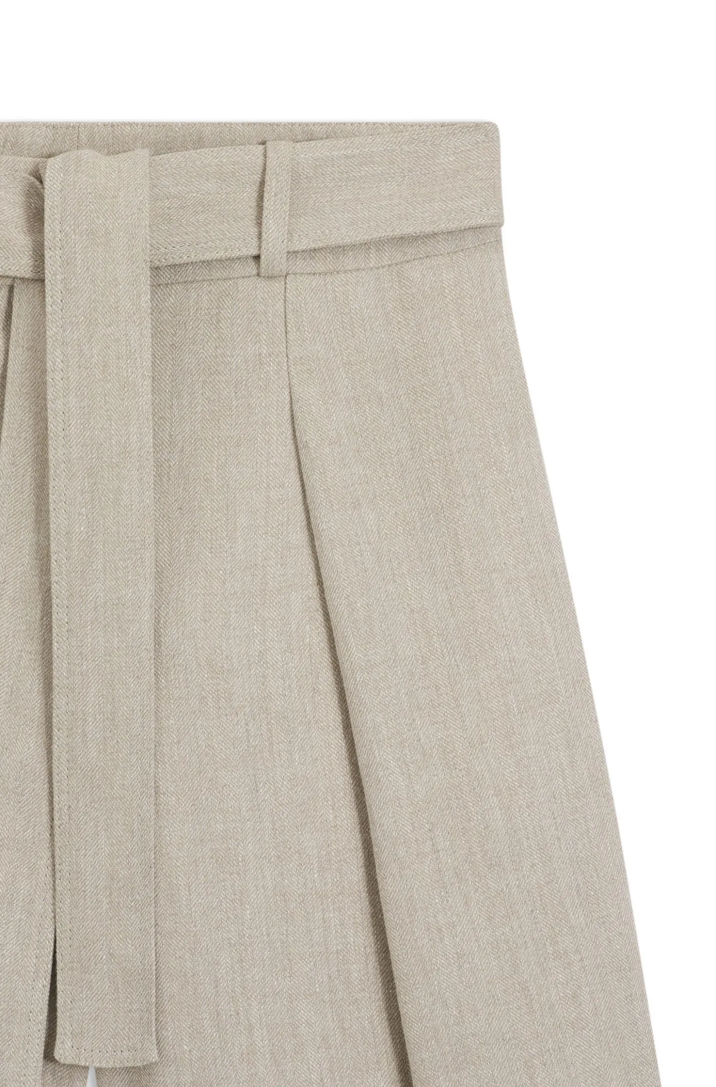 Relaxed-fit linen-blend culottes with herringbone weave