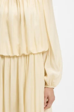 Relaxed-fit muslin dress with embroidered neckline