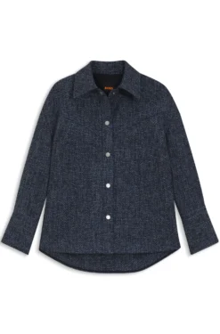 Relaxed-fit overshirt in denim-look tweed