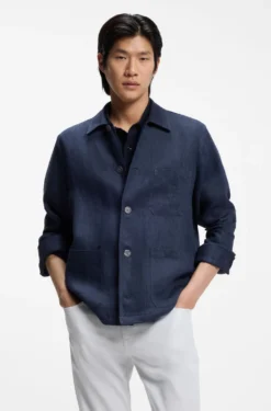 Relaxed-fit overshirt in Italian-made linen twill