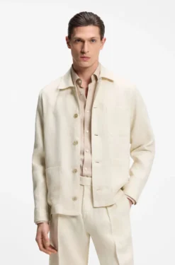 Relaxed-fit overshirt in Italian-made linen twill