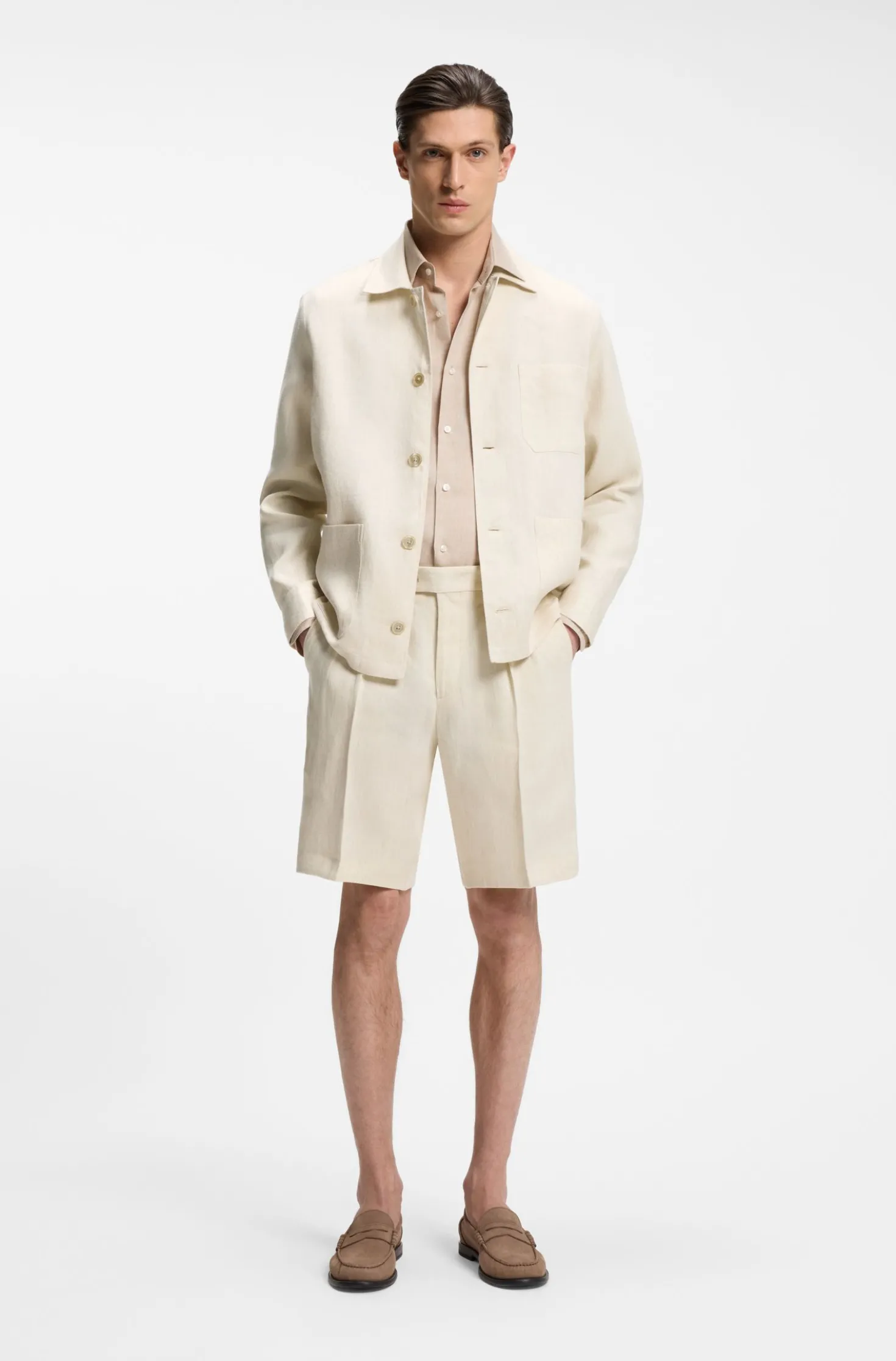 Relaxed-fit overshirt in Italian-made linen twill