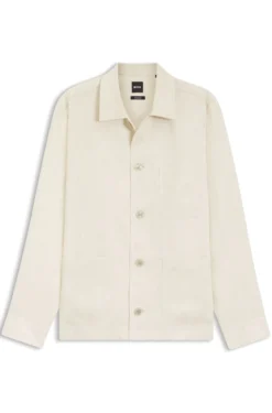 Relaxed-fit overshirt in Italian-made linen twill