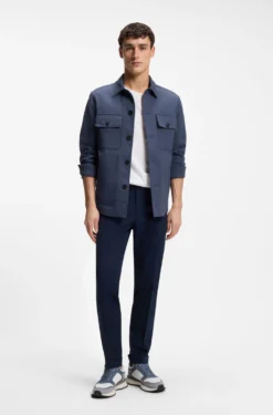 Relaxed-fit overshirt in stretch-cotton twill