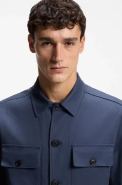Relaxed-fit overshirt in stretch-cotton twill