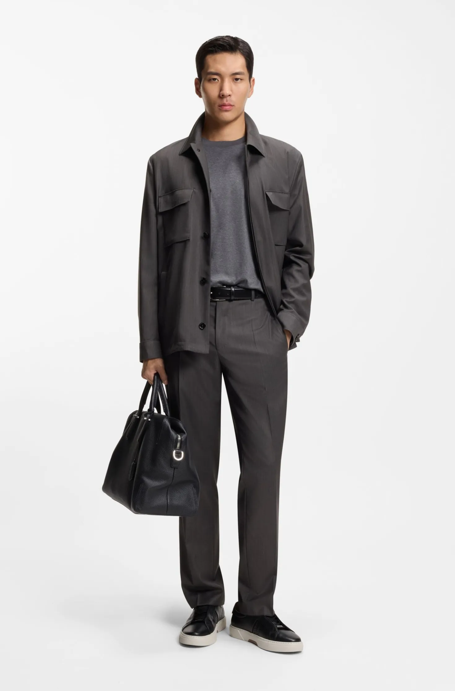 Relaxed-fit overshirt in water-repellent wool