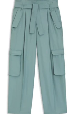 Relaxed-fit paperbag trousers in drapey twill