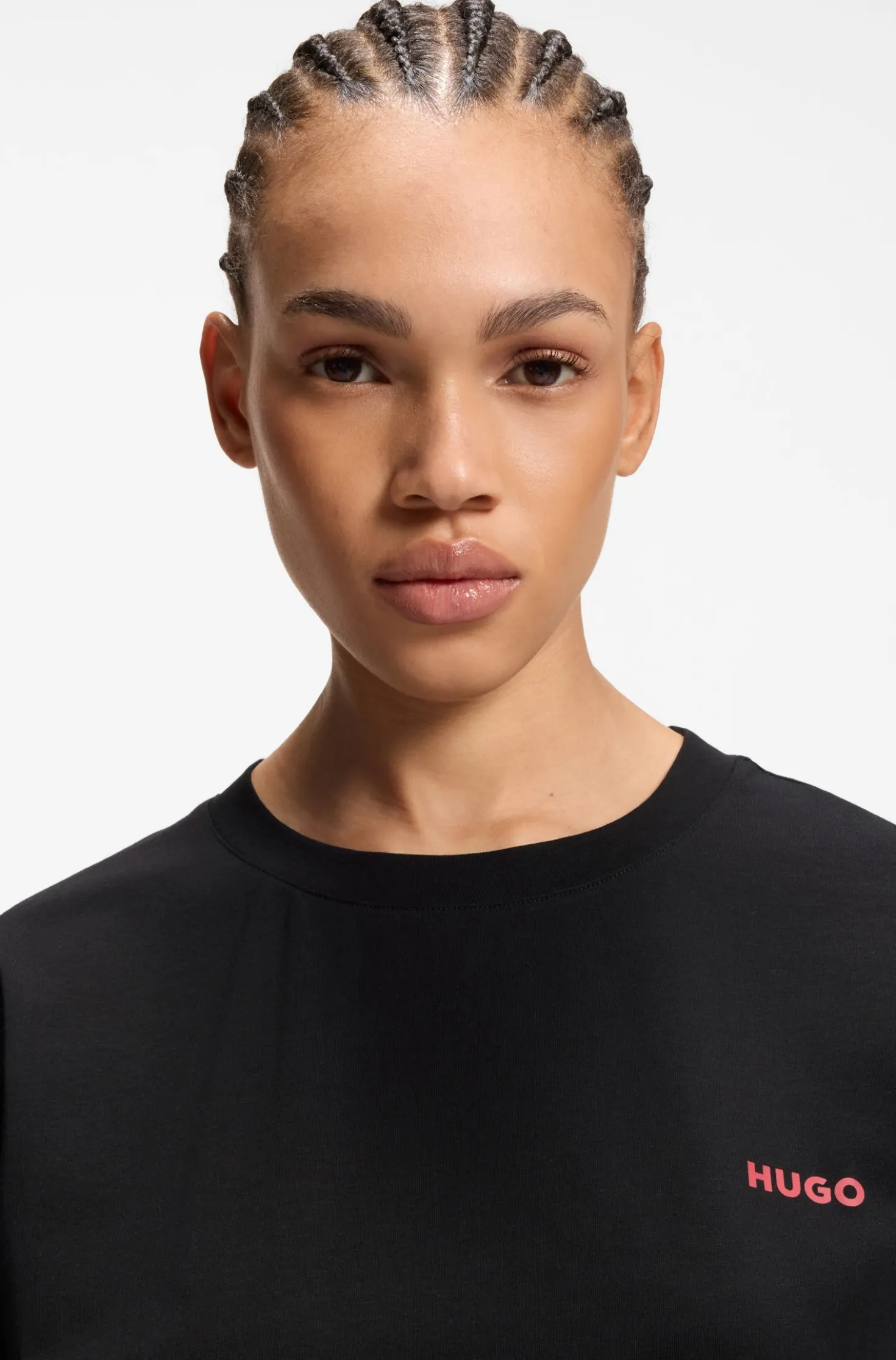 Relaxed-fit pyjama top in stretch cotton