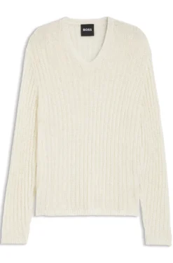 Relaxed-fit rib-knit linen sweater