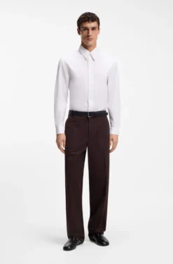 Relaxed-fit shirt in cotton poplin with point collar