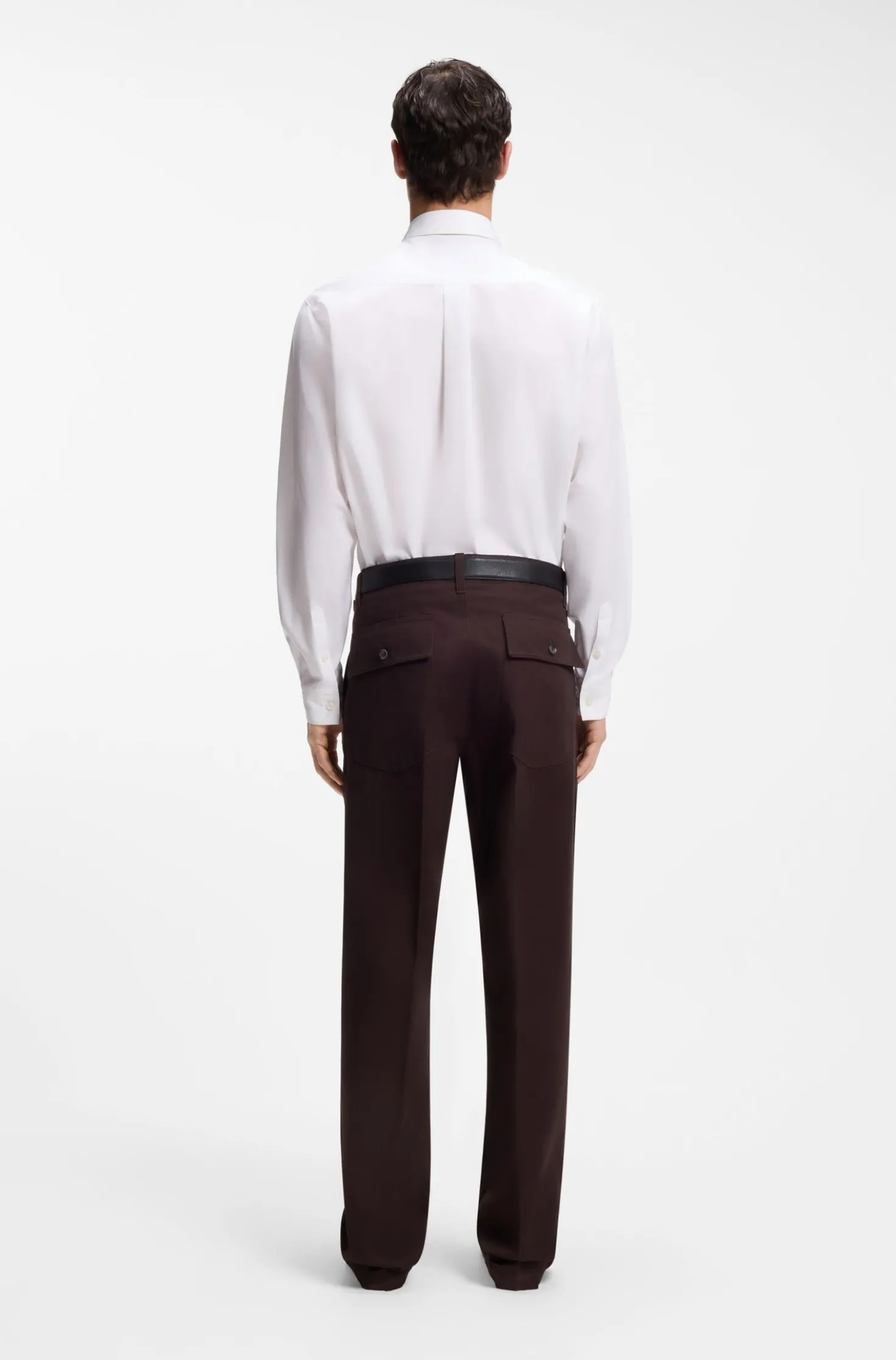 Relaxed-fit shirt in cotton poplin with point collar