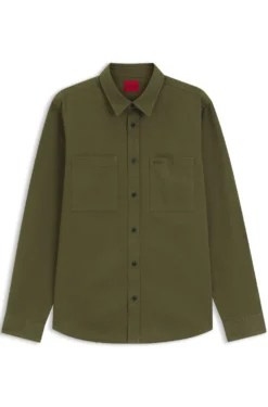 Relaxed-fit shirt in cotton twill with chest logo