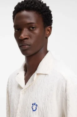 Relaxed-fit shirt in jacquard cotton towelling