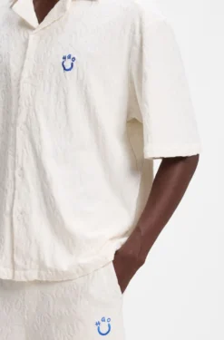 Relaxed-fit shirt in jacquard cotton towelling