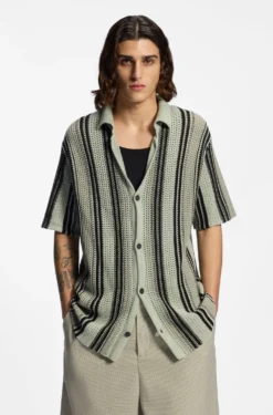 Relaxed-fit shirt in open-knit cotton
