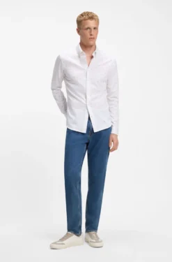 Relaxed-fit shirt in printed cotton jersey