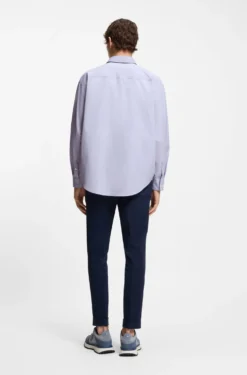 Relaxed-fit shirt in striped cotton poplin