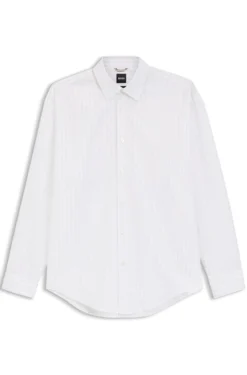 Relaxed-fit shirt in striped cotton poplin