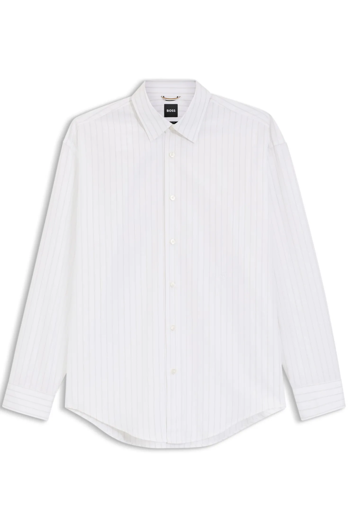 Relaxed-fit shirt in striped cotton poplin