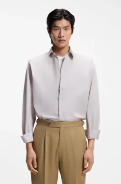 Relaxed-fit shirt in striped cotton poplin
