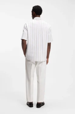 Relaxed-fit shirt in striped stretch cotton