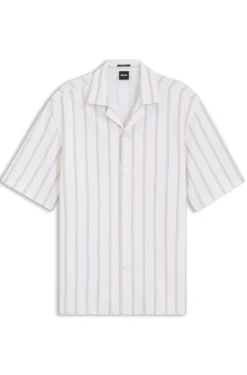 Relaxed-fit shirt in striped stretch cotton