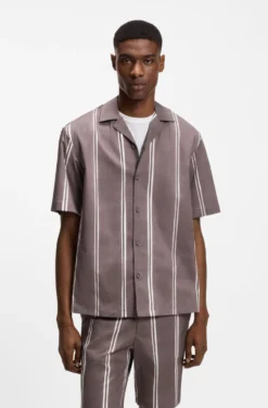 Relaxed-fit shirt in striped stretch cotton