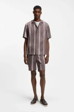 Relaxed-fit shirt in striped stretch cotton