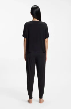 Relaxed-fit stretch-jersey pyjama T-shirt with contrast logo