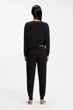 Relaxed-fit stretch-jersey pyjama top with logo print