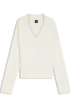 Relaxed-fit sweater with open collar